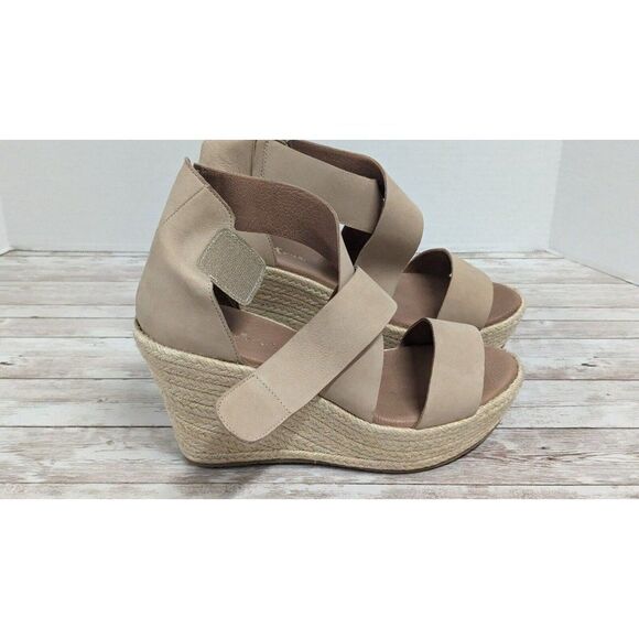 Diba True Hyber Nate Womens Size 10M Beige Leather Wedge Heel Espadrille Sandals - Picture 4 of 10